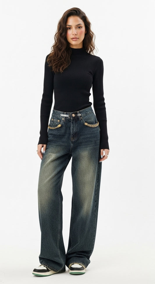 Women’s Loose Fit Baggy Denim Jeans Casual Style