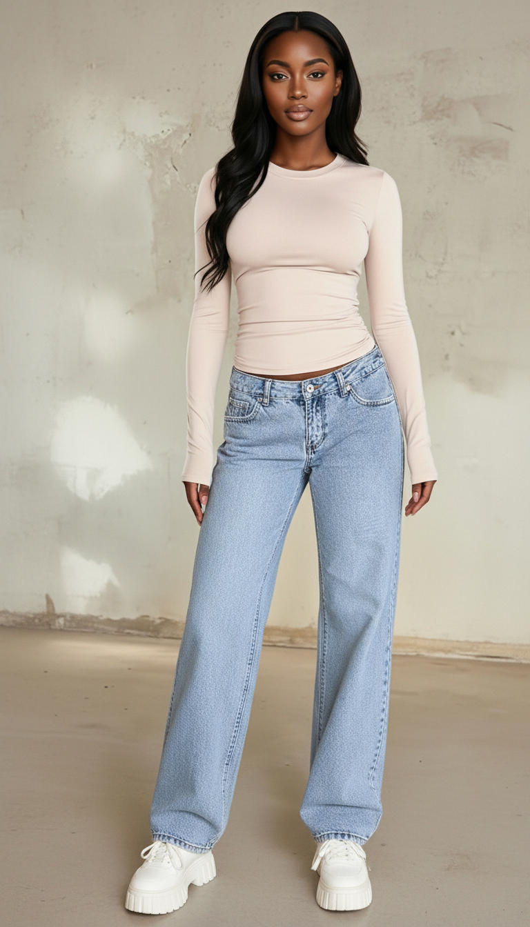 Women’s Straight Leg Denim Jeans Relaxed Fit Spring