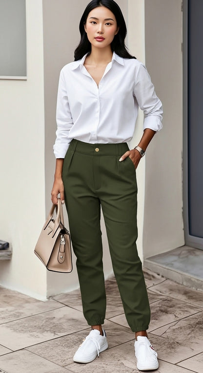 Women’s High Waisted Tapered Pants Sleek Fit