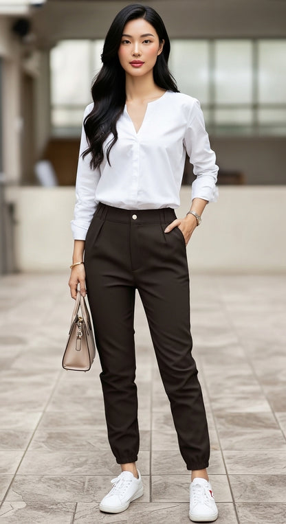 Women’s High Waisted Tapered Pants Sleek Fit