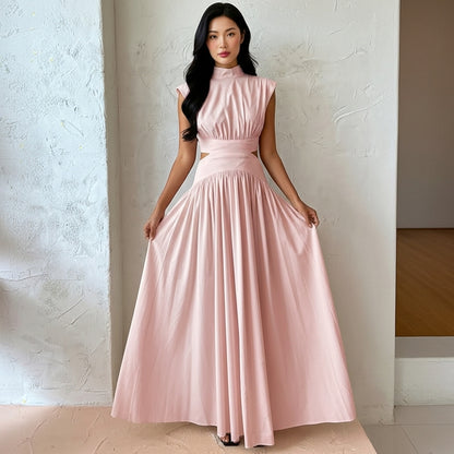 Women’s Sleeveless Maxi Dress Mock Neck Casual Party Wear