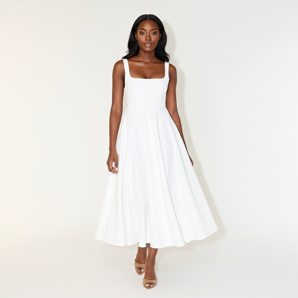 Women’s Maxi Dress Cinched Waist Flowing Silhouette