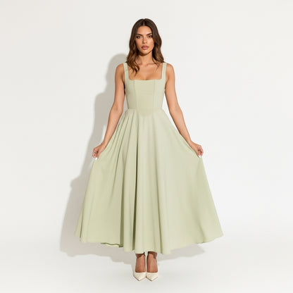 Women’s Maxi Dress Cinched Waist Flowing Silhouette